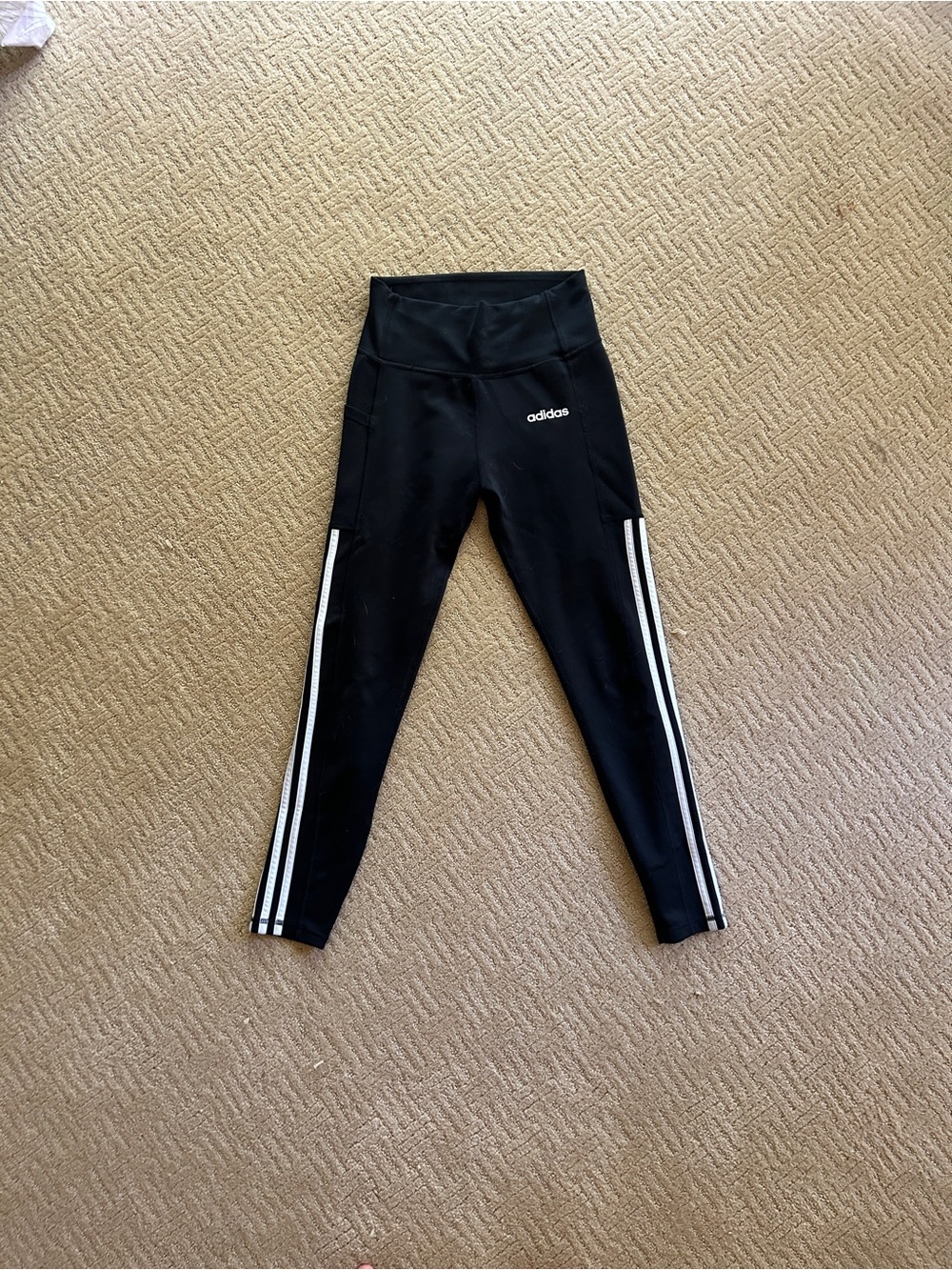 adidas Black Leggings with White Side Stripes